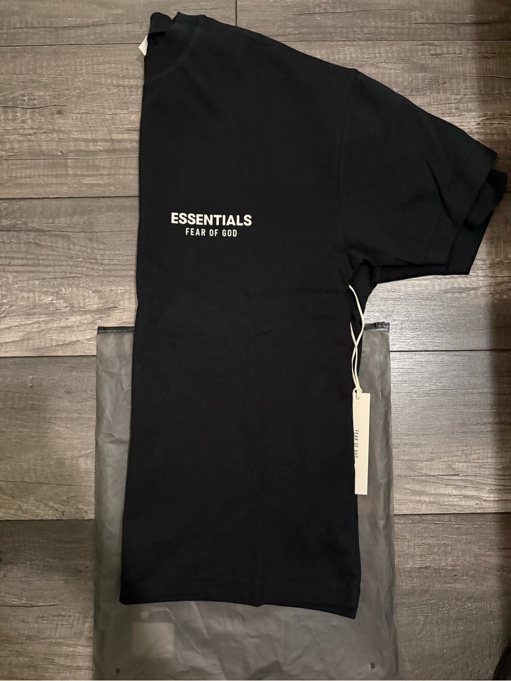 Fear of God ESSENTIALS Black Tee with White Logo